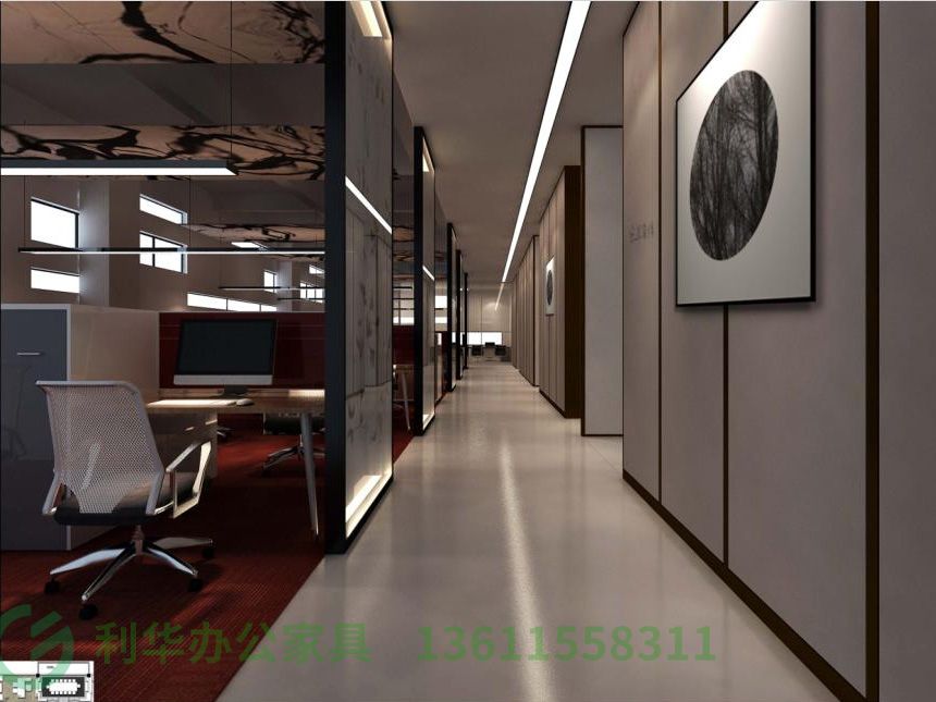 lyg03-开敞办公区（中式风格样板间）