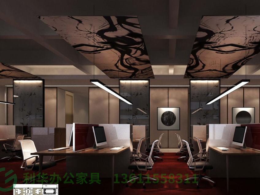 lyg04-开敞办公区（中式风格样板间）